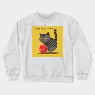 Knitting is my therapy - Drawing with kitten playing with ball Crewneck Sweatshirt